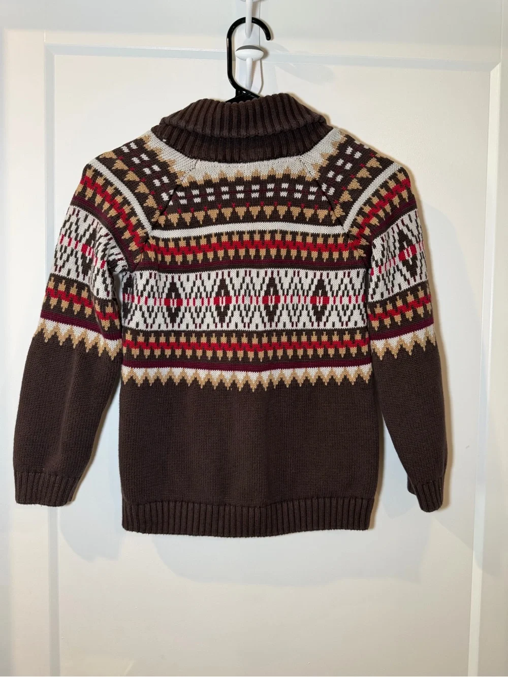Gymboree Brown Fair Isle Shawl-Collar Knit Cardigan